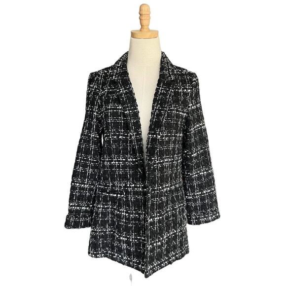 Nanette Lepore Tweed-like Black and White Textured Blazer - Picture 1 of 15